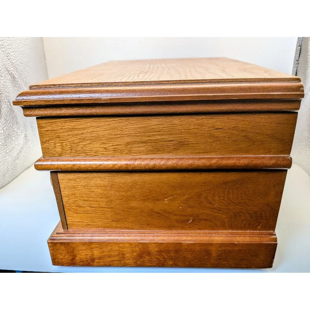 Vintage Wooden Jewelry Chest Lined Sweet
